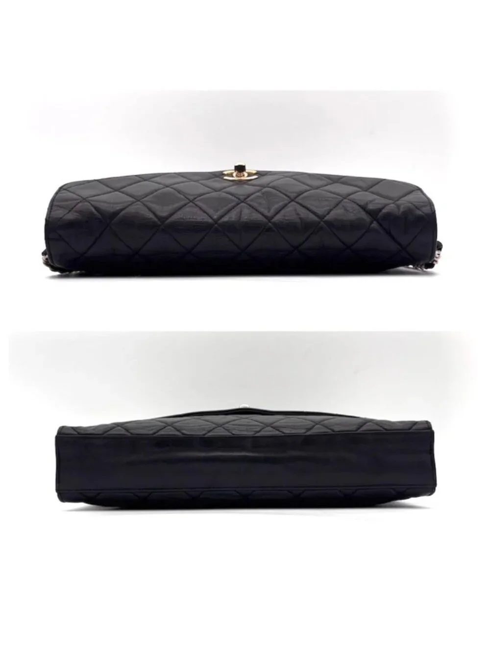 Chanel CC Logo Chain Shoulder Bag Black Lambskin